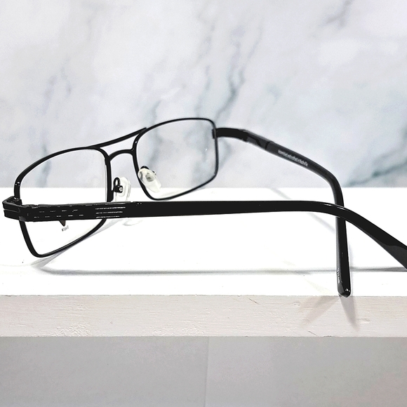 Made in USA Rx'able eyeglass frame BLACK glasses metal full rim men NEW 56-16-14 - Picture 3 of 6